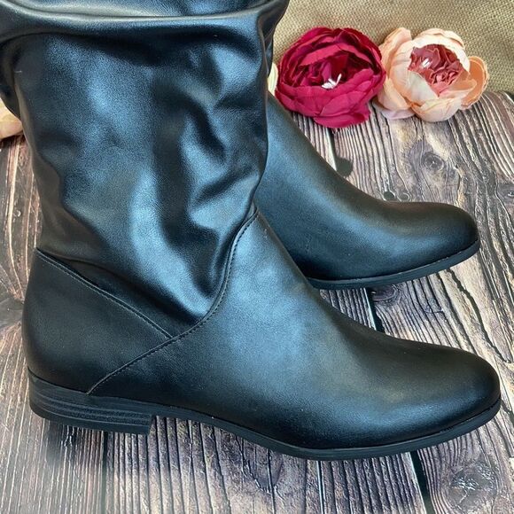Style & Co Black Wide Calf Kelimae Scrunched Boots - Picture 7 of 8
